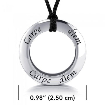 Carpe Diem Seize the Day Silver Pendant and Cord Set TSE279 - Jewelry
